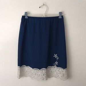 Vintage Bali Navy and Lace Slip